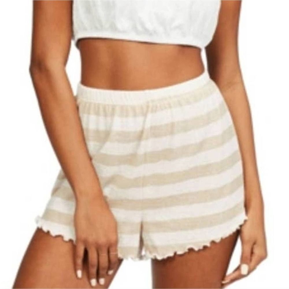 NWT Billabong Womens High Rise Breeze By Striped Ruffle Cotton Shorts SZ Small